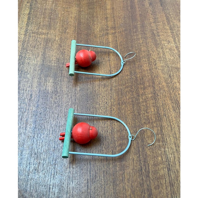 Green Mid-Century Modern Red Bird Hangers from Aarikka, Finland, 1960s, Set of 2 For Sale - Image 8 of 12