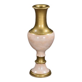 1990s Transitional White & Gold Wooden Vase For Sale