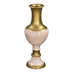 1990s Transitional White & Gold Wooden Vase
