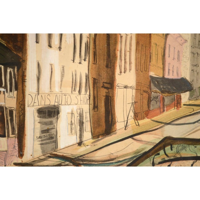 Early 20th Century "To Market to Market" Figurative Brooklyn Cityscape Painting by Frank Simon Herrmann, Framed For Sale In Monterey, CA - Image 6 of 11