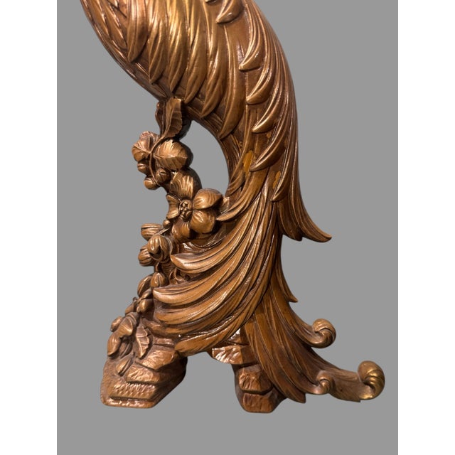 Syroco Wood Vintage Syroco Wood Figural Peacock Statue Sculpture For Sale - Image 4 of 7