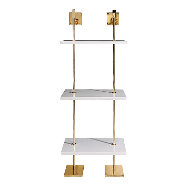 Marais 3-Tier White & Gold Shelf 24"W For Sale