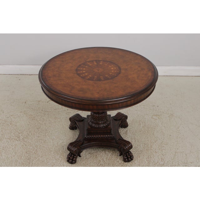 Traditional Maitland Smith 42 Inch Round Inlaid Mahogany Center Table For Sale - Image 3 of 14