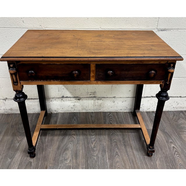 French Antique Louis XVI Style Console Table Sideboard With Faux Drawers For Sale - Image 3 of 9