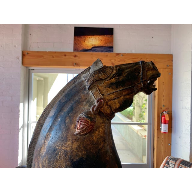 Carved Polychromed Chinese Horse For Sale In Palm Springs - Image 6 of 13