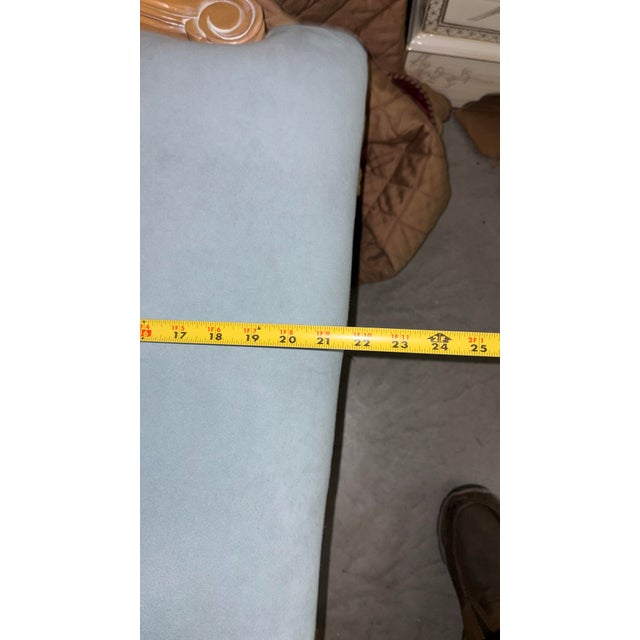 Wood 1980s Pair of Kreiss Powder Blue Wood Carved Bergere Chairs For Sale - Image 7 of 7