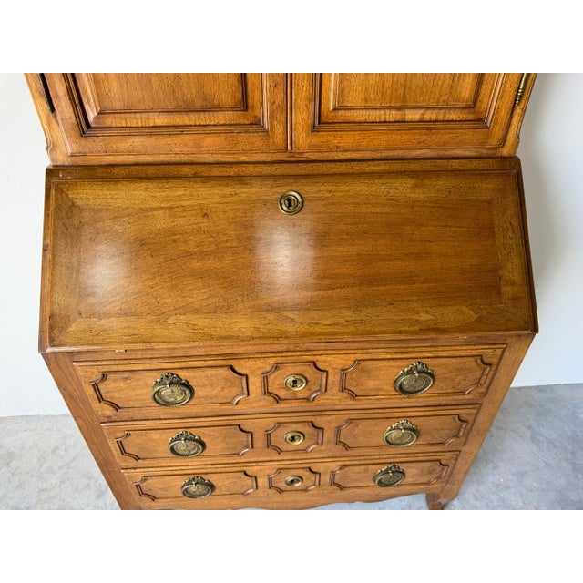 1960s Vintage Italian Louis XV Provincial-Style Oak Secrétaire Cabinet For Sale - Image 5 of 12