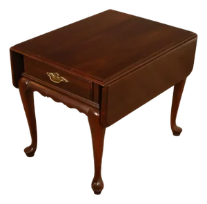 Ethan Allen Vintage Queen Anne Style Cherry Drop Leaf Side Table