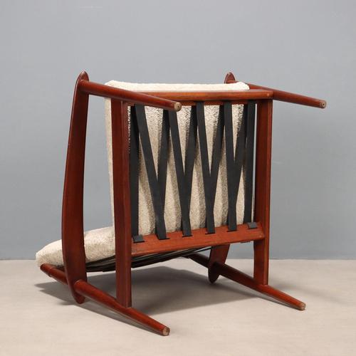 Vintage Italian Lounge Chair in Teak and Bouclé Fabric, 1960s For Sale - Image 12 of 13