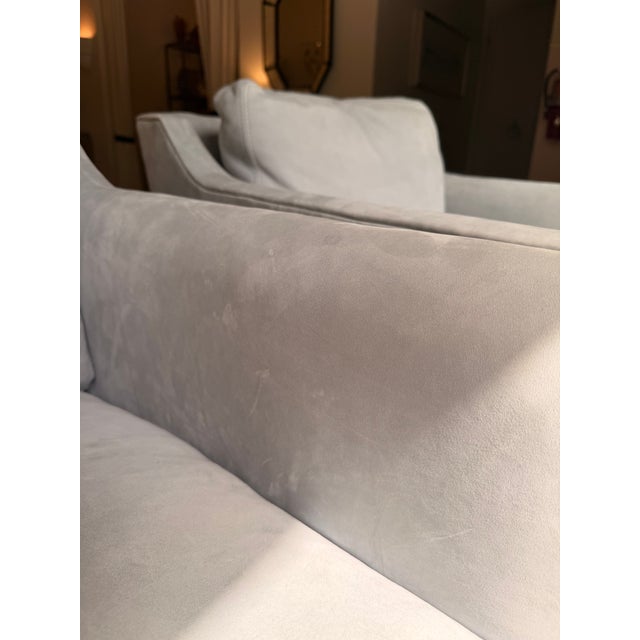 Light Blue Suede Club Chair For Sale - Image 10 of 14