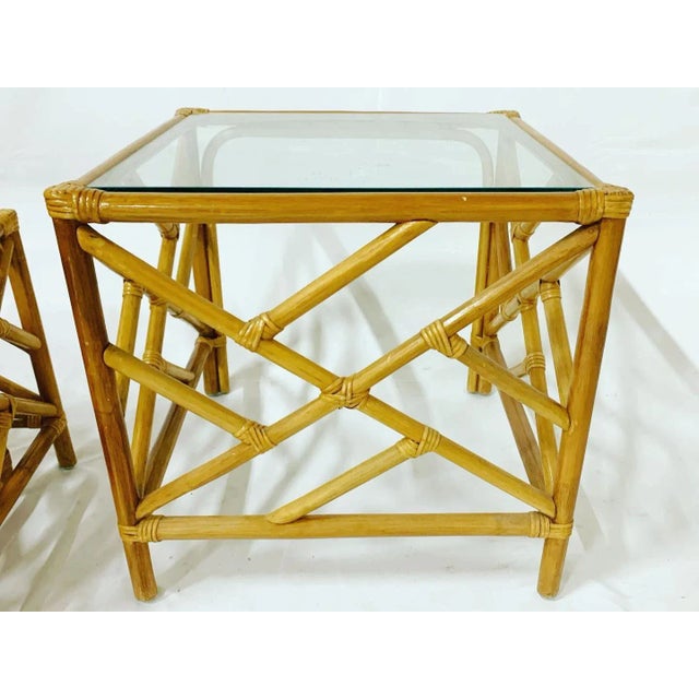 Chippendale Bamboo Rattan Nesting Tables - Set of 3 For Sale - Image 9 of 13
