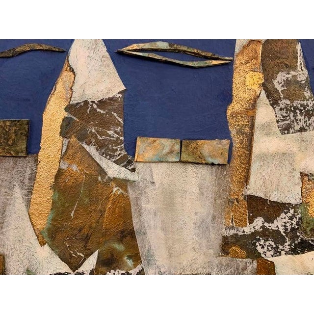 Andrea Stella "The Hiker" Wide Gold Leaf Oil Mixed Media Painting, Figurative Landscape, Italian Contemporary Art, 2010 For Sale - Image 4 of 9