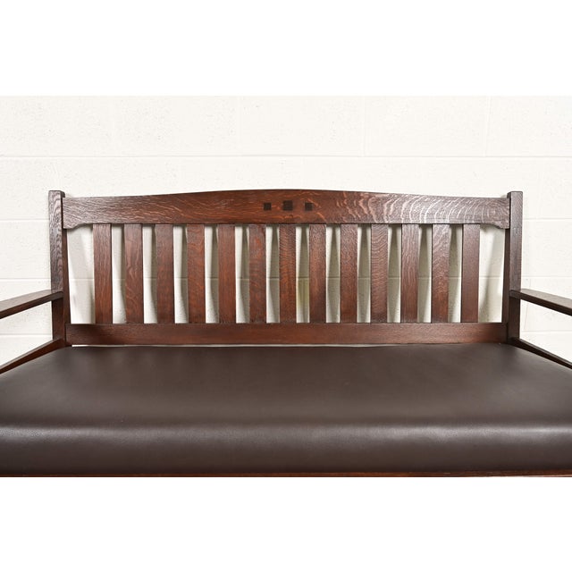 Limbert Antique Mission Oak Arts & Crafts Settle Sofa, Circa 1910 For Sale - Image 11 of 17