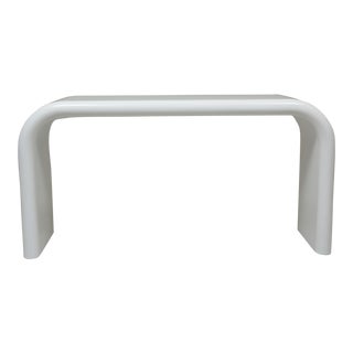 White High Gloss Lacquer Waterfall Console Table For Sale