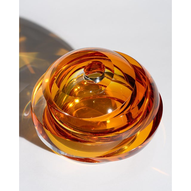Blockglas Amber Globe Vase from Rosenthal Creative Center, Germany, 2012 For Sale - Image 6 of 10