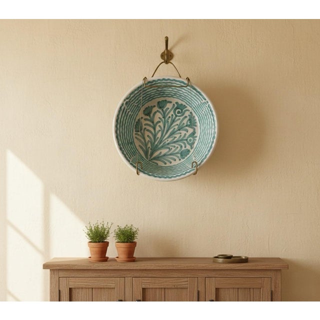 Large Hand-Painted Moroccan Lebrillo Bowl – Green & White For Sale In West Palm - Image 6 of 7