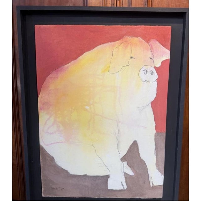 Simply Fabulous Superior Pig by internationally recognized California master artist Roberta Dyer Watercolor Stain Painting...