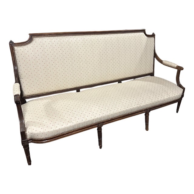 Louis XVI White Fabric Sofa For Sale