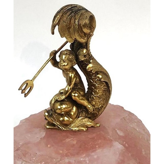 French French Belle Époque Sculptural Paperweight Gilt Silver and Rose Quartz ca. 1880s DIMENSIONS Height: 3-5/8 inches...