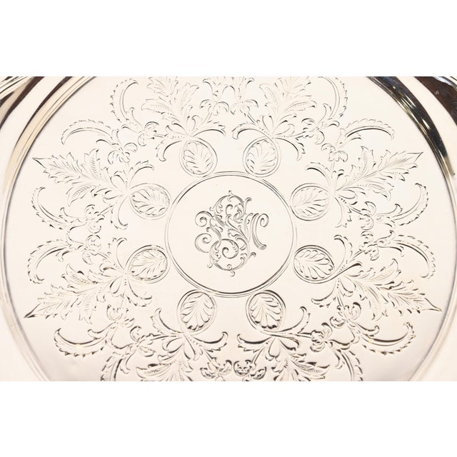 Tiffany and Co. Tiffany & Co. Antique Victorian Sterling Silver Footed Serving Tray For Sale - Image 4 of 10