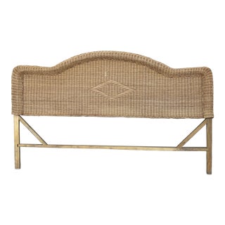 1970s Boho Chic Queen Wicker Bed Headboard For Sale