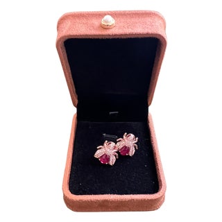 Bochic “Orient” Natural Ruby & Topaz Earrings Set In 18K Yellow Gold & Silver, 2 pieces For Sale