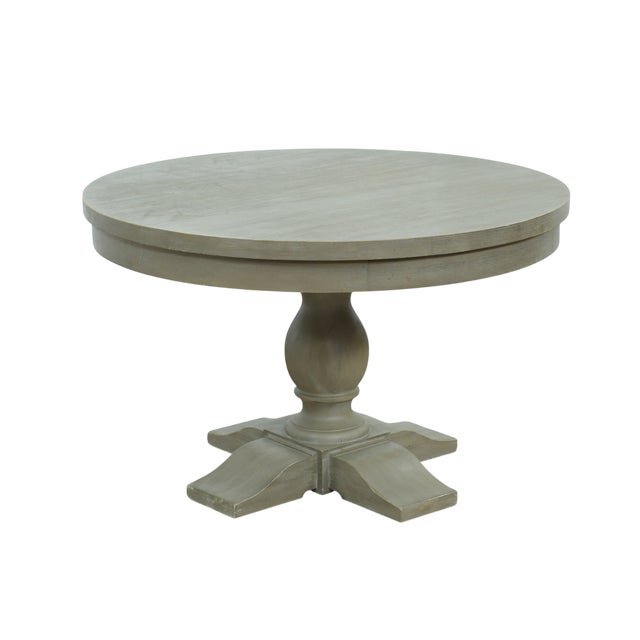 Restoration Hardware Restoration Hardware Weathered Oak Round Pedestal Dining Table For Sale - Image 4 of 7
