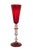 Mid 20th Century Italian Ruby Red Murano-Style Art Glass Flute With Twisted Gold Aventurine Stem For Sale