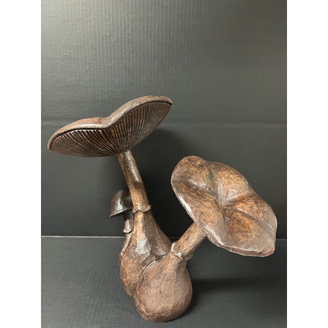 Late 20th Century Vintage Carved Solid Wood Mushroom Sculpture For Sale - Image 5 of 10