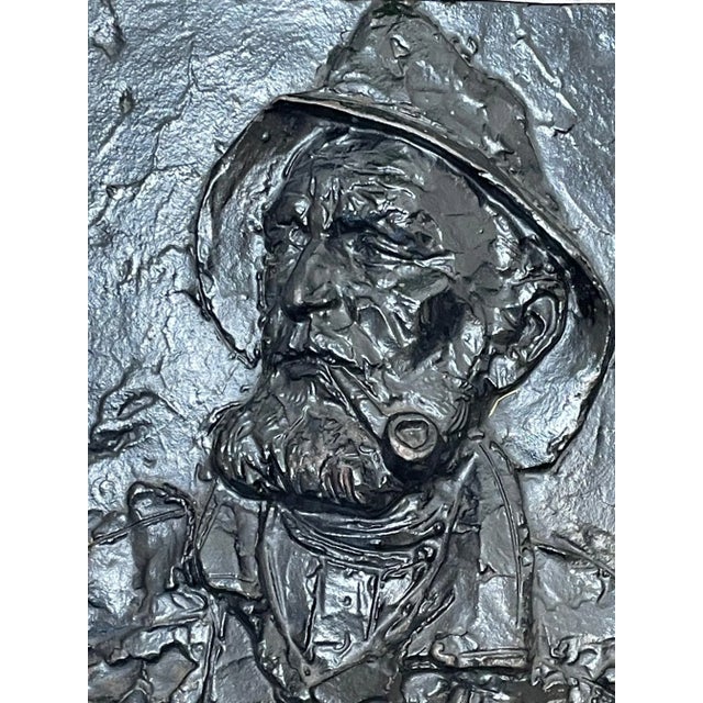1 Collectible Antique English Cornish Fisherman Sea Captain Pipe Smoker Architectural Reclaimed Wall Plaque Fixture. Made...