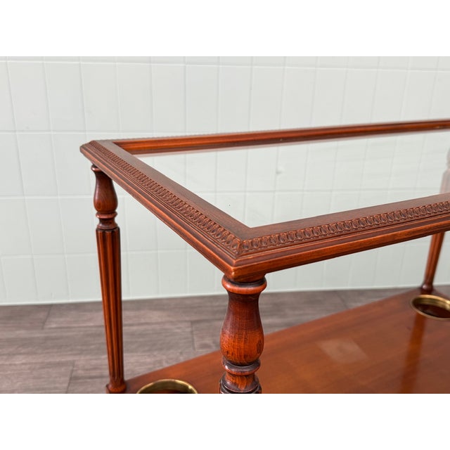 Mid-Century French Bar Cart in Decorated Wood and Glass Top, 1960s For Sale - Image 15 of 15