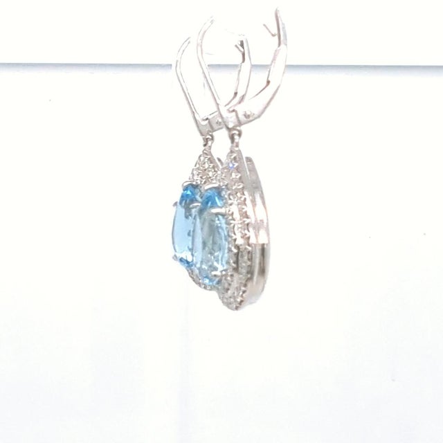 Metal Tiffany & Co. Soleste 3 Ct Aquamarine and Diamond Drop Earrings For Sale - Image 7 of 7