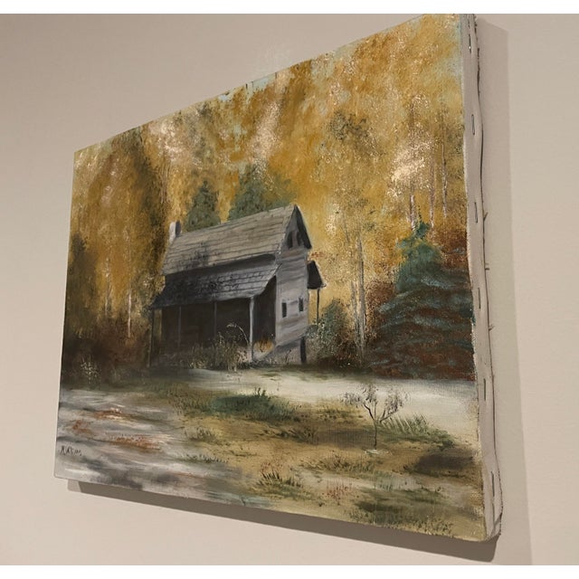 1970s oil on canvas cabin scene, signed Williams. Combined shipping available, please inquire. Shipping times are...