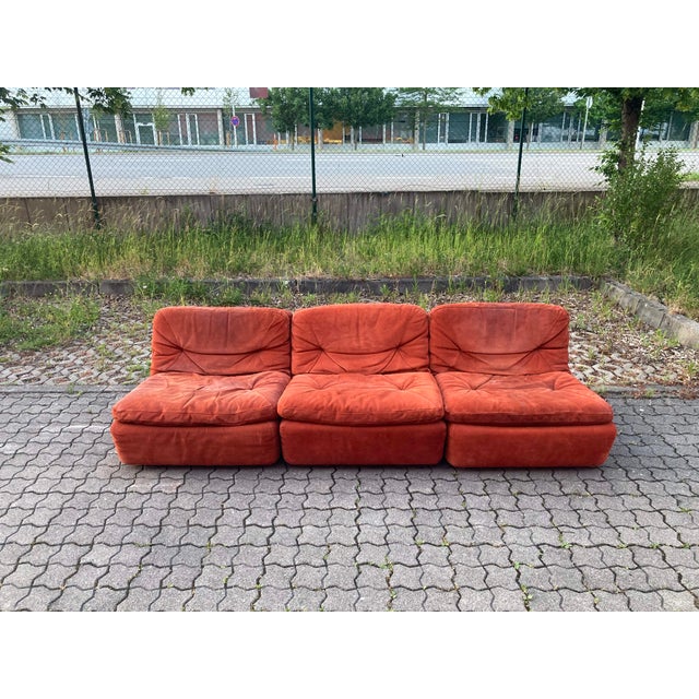1980s Vintage Velour Modular Sofa, 1970s, Set of 3 For Sale - Image 5 of 18