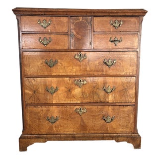 George I Burl Walnut Chest-on-Chest, English Antique, 18th Century For Sale