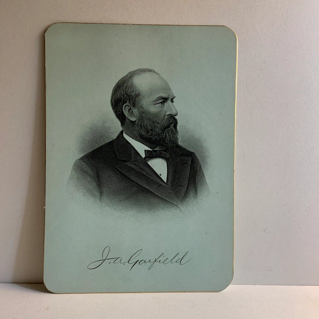 1881 James Garfield Portrait Steel Engraving Print For Sale - Image 4 of 4
