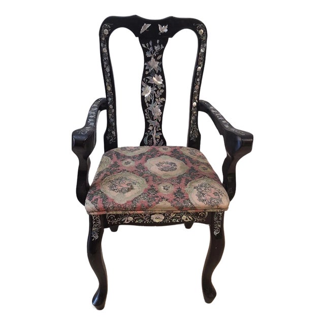 Antique Chinese Export Mother-of-Pearl Inlaid Armchair For Sale