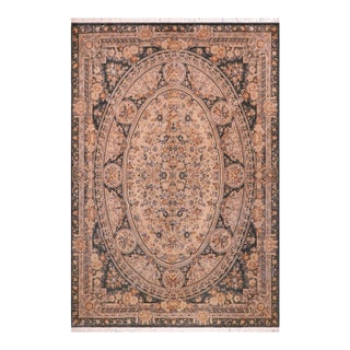 Elegant Medallion 1990's Pak-Persian Black/Tan Wool Rug - 9'0'' X 12'7'' For Sale