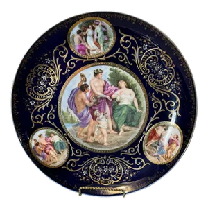 Antique Royal Vienna Figural Hand Painted & Gilt Porcelain Charger, Circa 1890