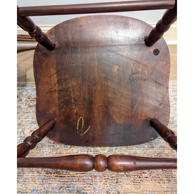 Vintage S. Bent & Brothers Maple Windsor Chairs Duxbury Colonial Style - A Pair For Sale - Image 10 of 12