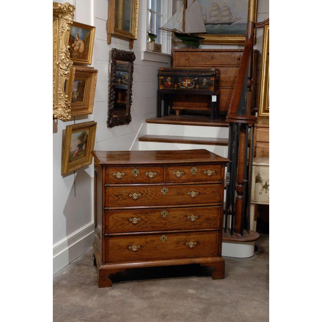 An English Regency period five-drawer commode with banding on the drawers and ogee bracket feet from the early 19th...