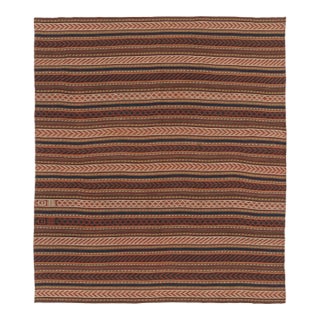 Vintage Persian Kilim, Brown With Vibrant Geometric Stripes - Rug & Kilim For Sale