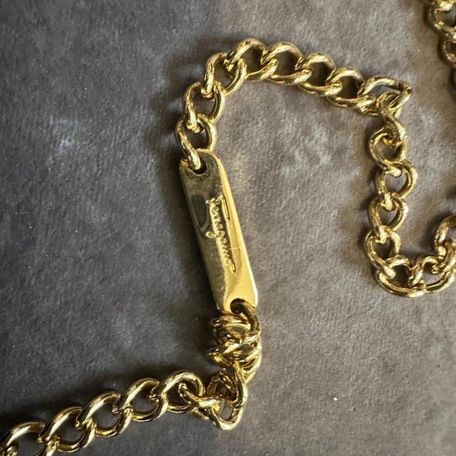 1990s Elegant Blue Fabric and Brass Belt Hand Bag by Salvatore Ferragamo For Sale - Image 10 of 11