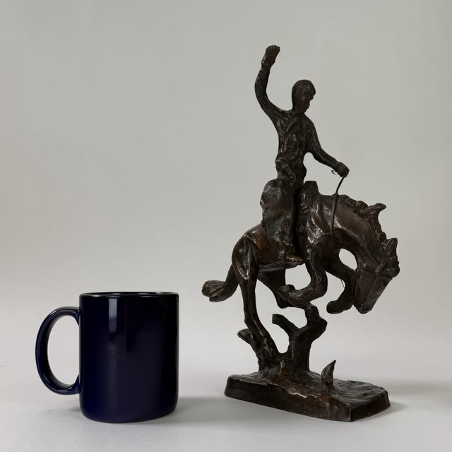 Abstract Bronze Cowboy on Bucking Horse Sculpture, 12” H For Sale - Image 12 of 12