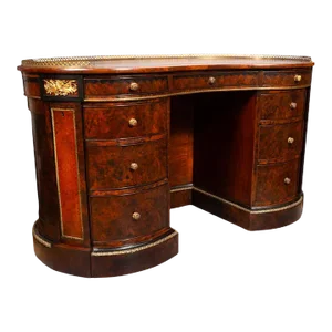 Victorian Burl Walnut Kidney Shape Desk by Gillow