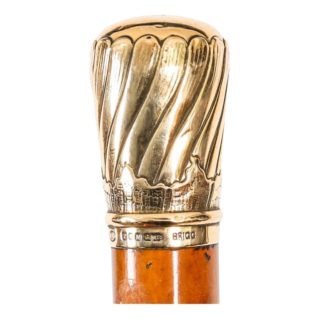 Antique Walking Stick Cane in 18k Gold Pommel, 1800s For Sale