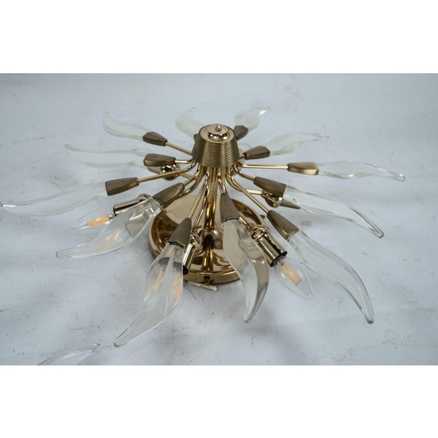 Brass and Crystal Ceiling Lamps, Italy, 1970s, Set of 3 For Sale - Image 17 of 18