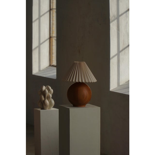 Vintage Danish Round Wooden Table Lamp, 1970s For Sale - Image 16 of 17