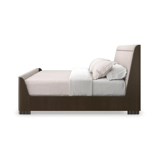 Modern Mid Century King Sleigh Bed For Sale - Image 3 of 7