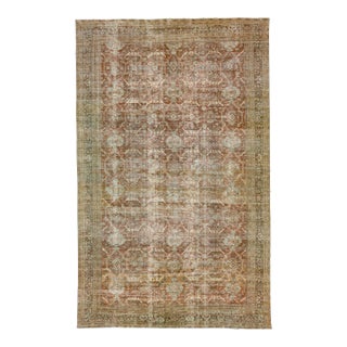 1900 - 1909 Antique Persian Mahal Rust Oversize Wool Rug With Allover Design For Sale